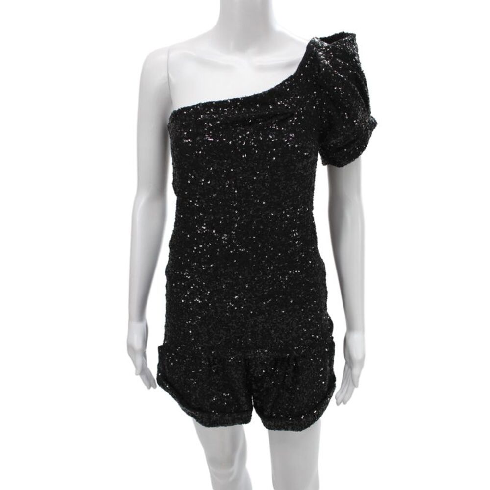 Isabel Marant Women One Shoulder Short Sleeve Black Jumpsuit Size 38